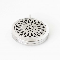 Perfume/Essential Oil Locket - Flower Design - Silver Tone